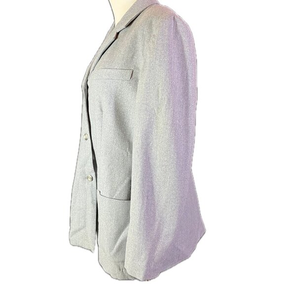 Vintage Lands' End Size 14 Grey Wool Suit Jacket 3-Button Lined - Picture 5 of 10